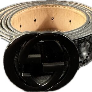 Men's Black Leather Gucci Belt